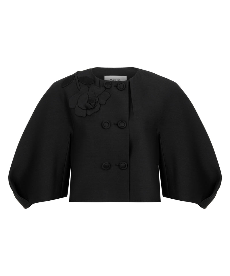 Machka Floral Appliqué Coat Black