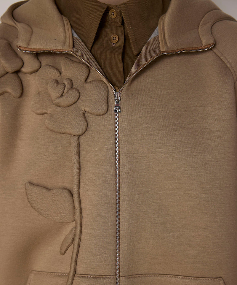 Machka Floral Appliqué Sweatshirt Camel