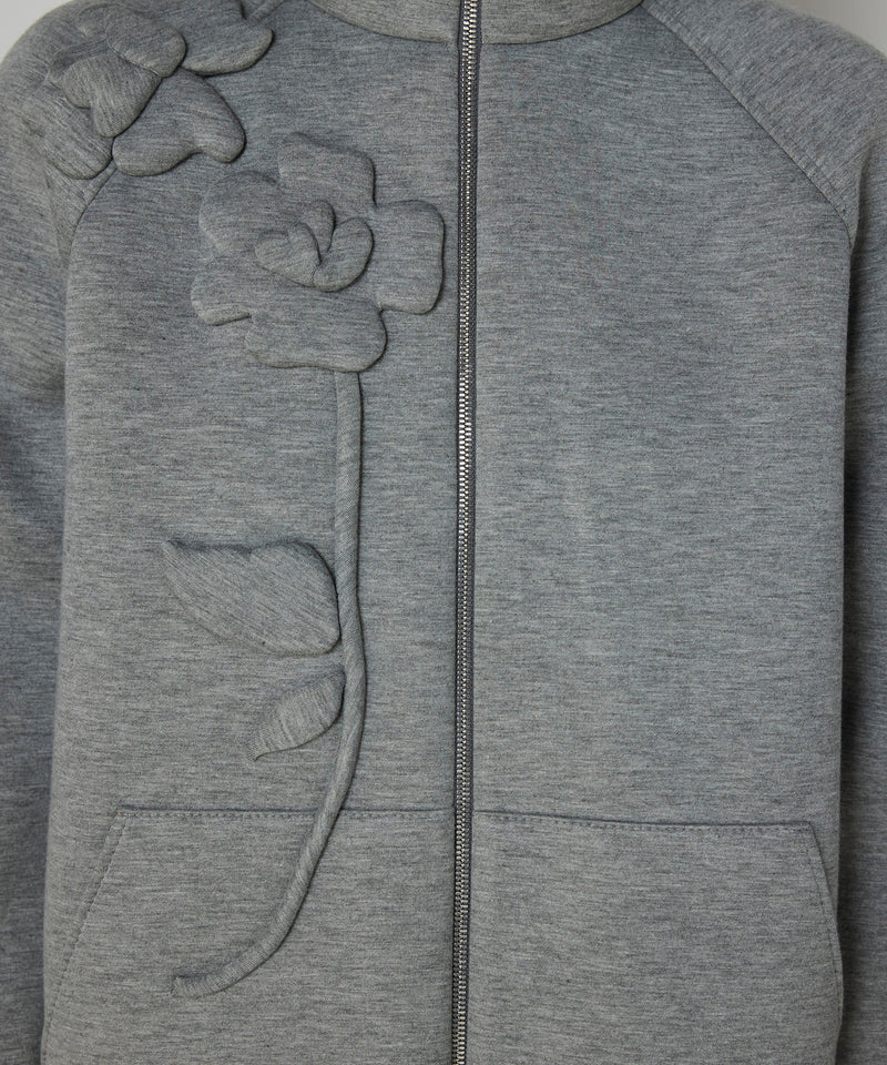Machka Floral Appliqué Sweatshirt Light Grey Melange