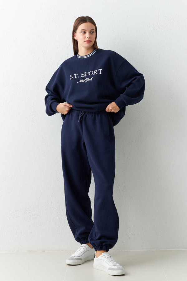 Setre Relaxed Fit Sweatpants With Elastic Ankle Navy