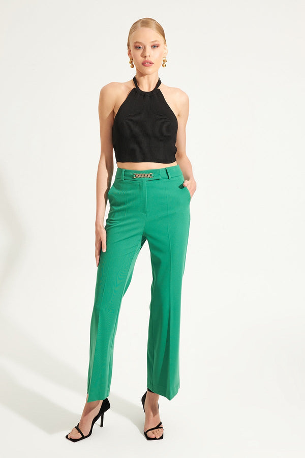 Setre Fitted Bell-Bottom Trousers Green