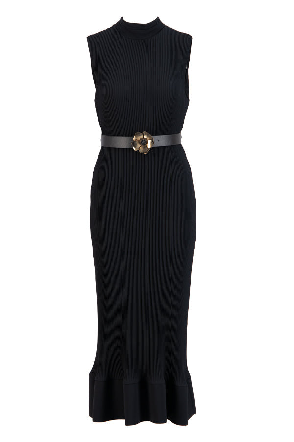 Setre Sleeveless Rib Midi Dress Black