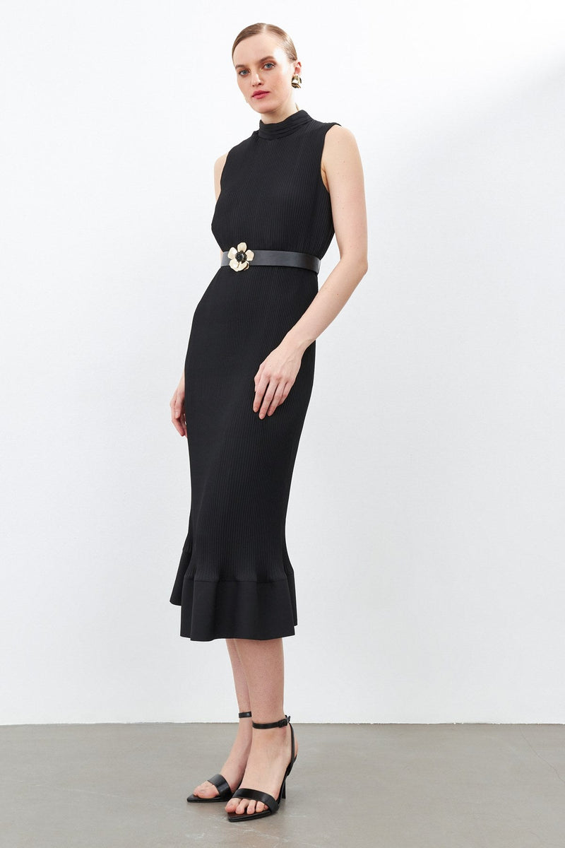 Setre Sleeveless Rib Midi Dress Black