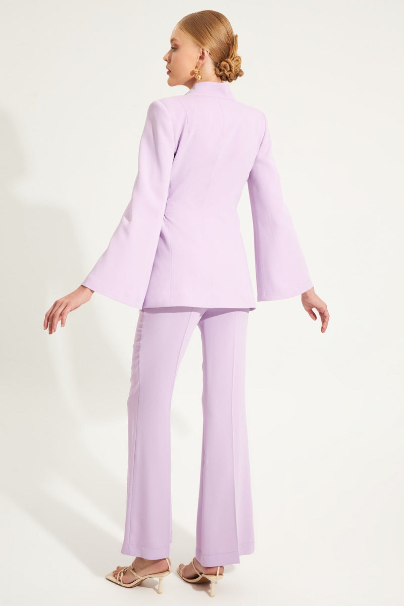 Setre Sleeve Detailed Jacket With Tie Detail Lilac