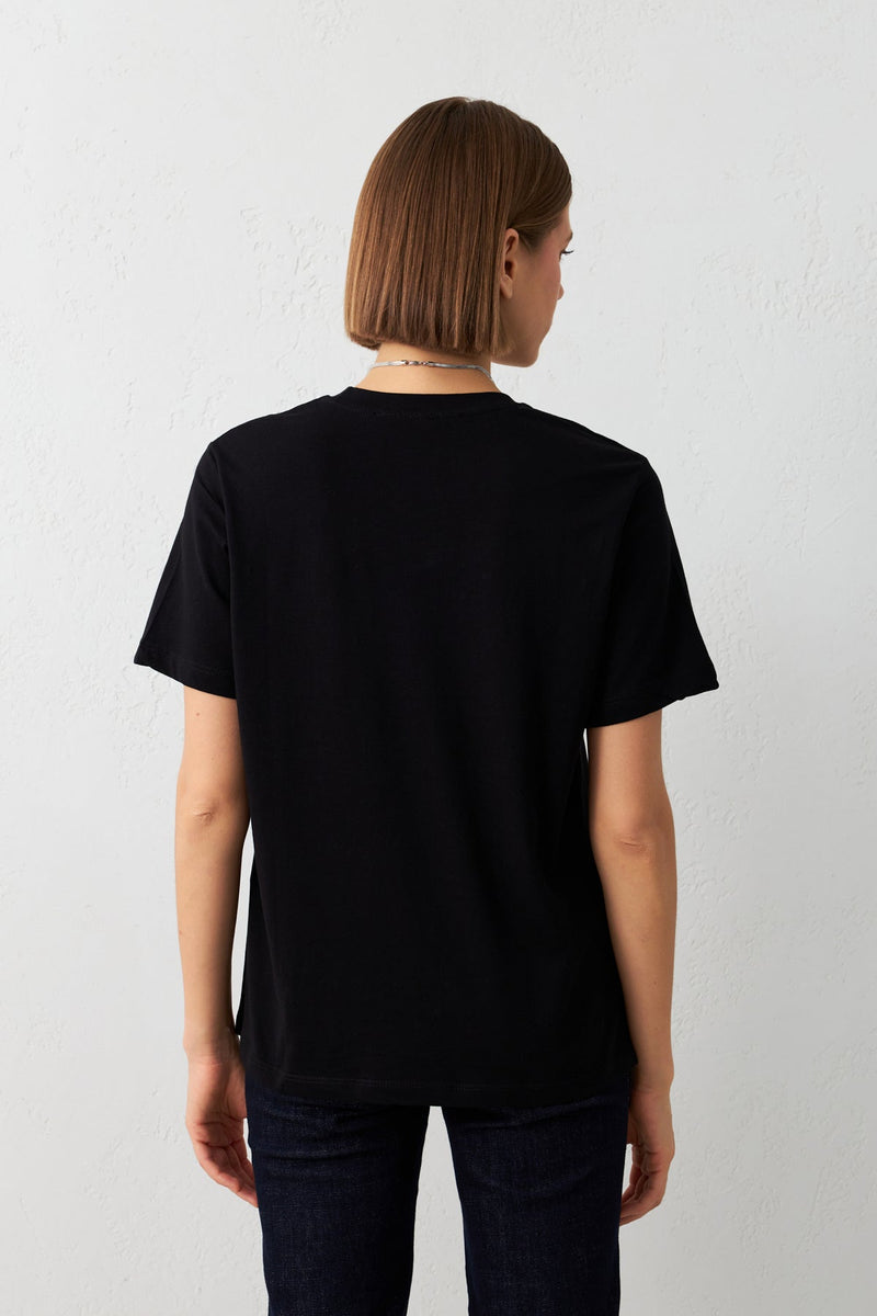 Setre Crew Neck Plain T-Shirt Black