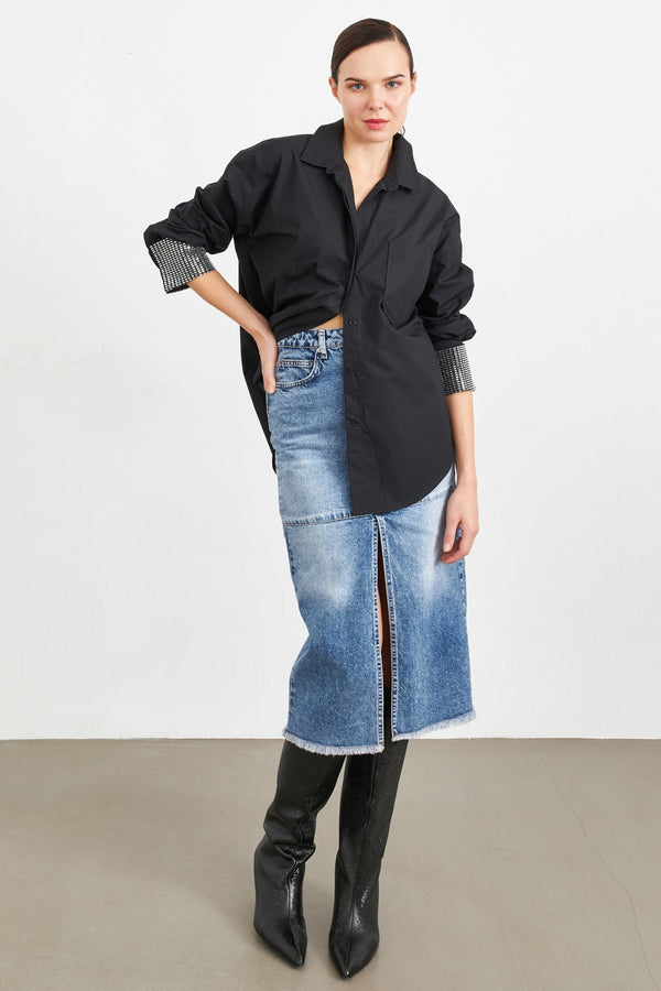 Setre Stone Detailed Long Sleeve Shirt Black