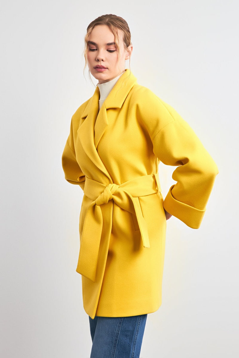 Setre Pocket Belted Coat Yellow