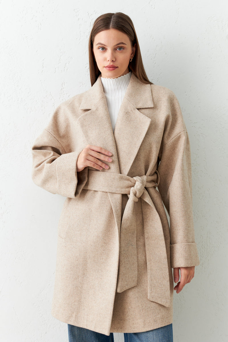 Setre Coat With Belt Detail Beige