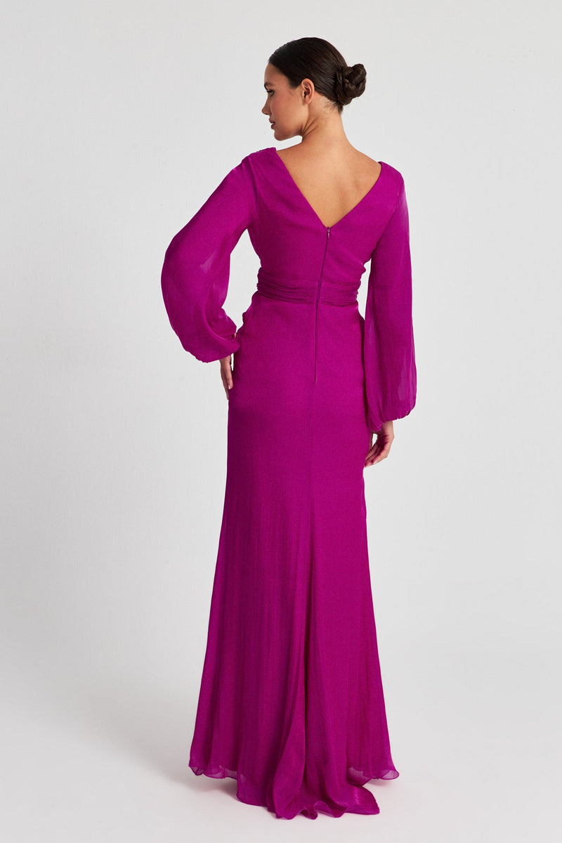 Setre Evening Dress With Slit Detail Fuchsia