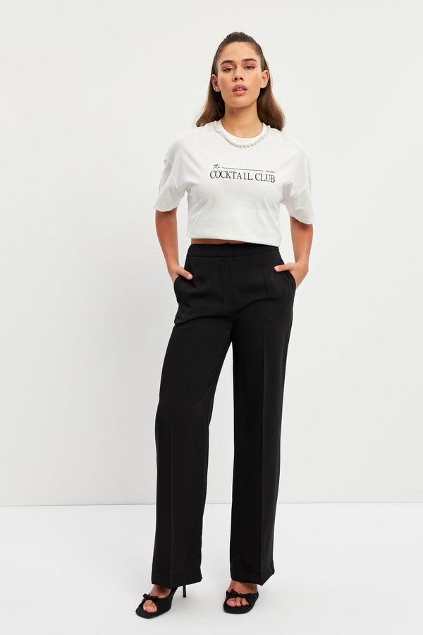 Setre Wide Leg Solid Trousers Black