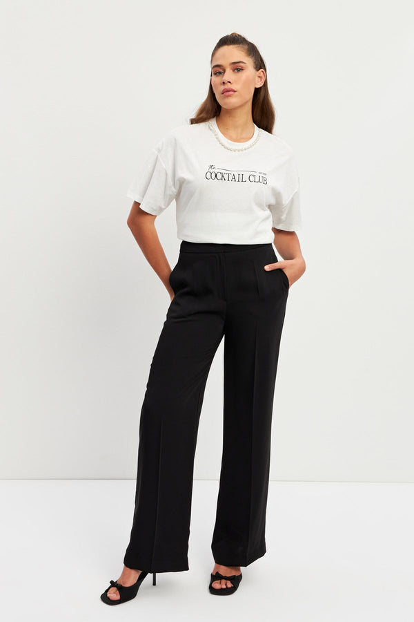 Setre Wide Leg Solid Trousers Black