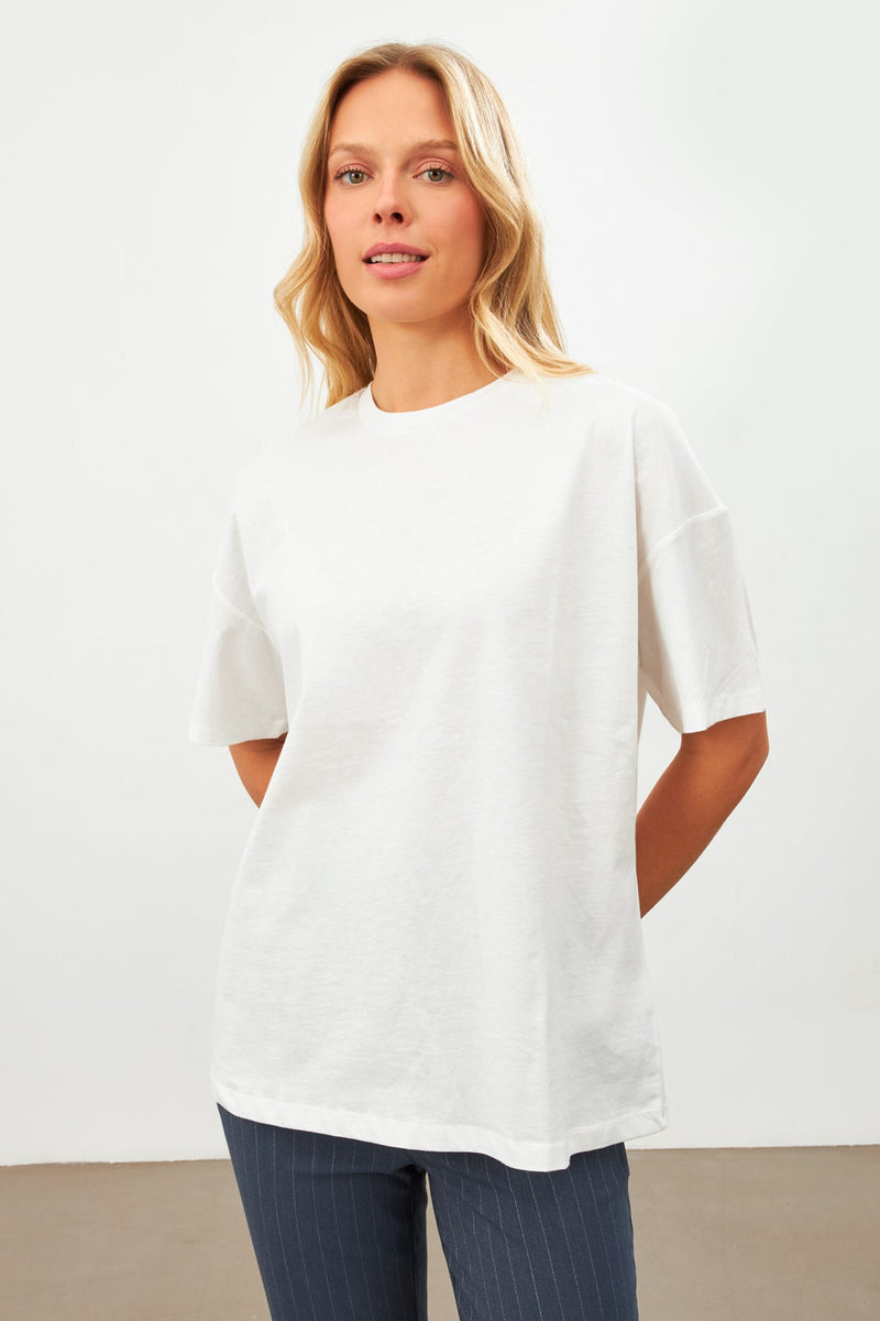 Setre Basic Crew Neck T-Shirt Ecru