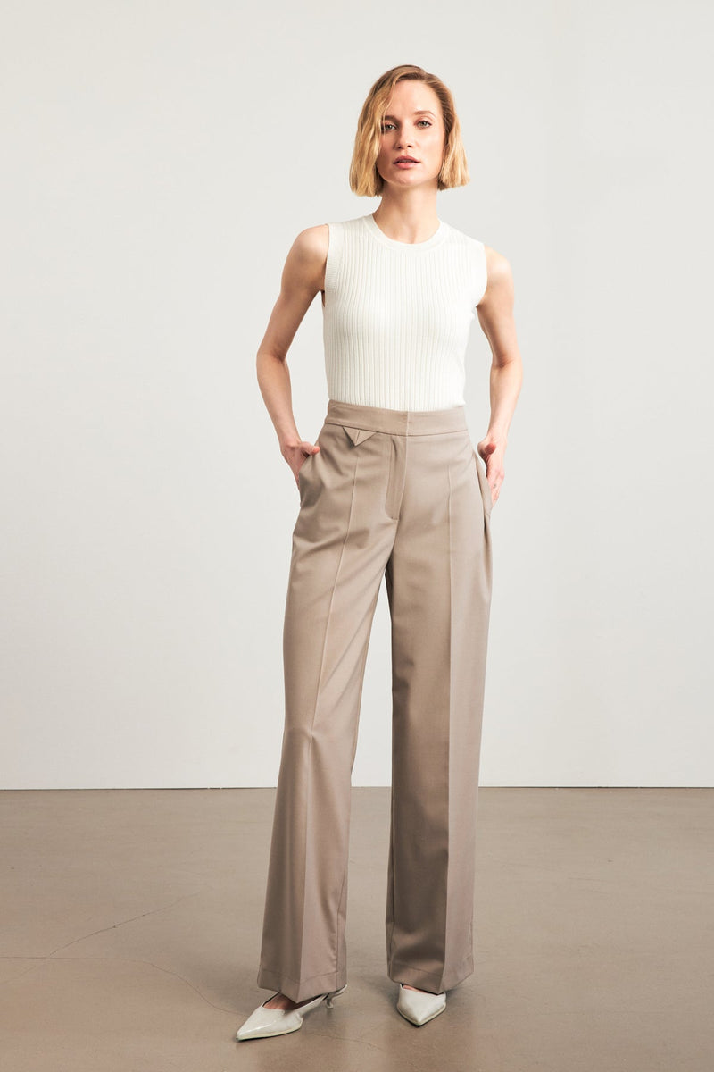 Setre Wide Leg Loose Trousers Beige