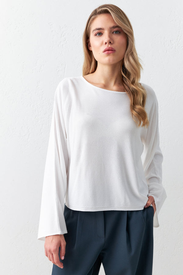 Setre Relaxed Cut Knitwear Blouse With Sleeve Detail Ecru