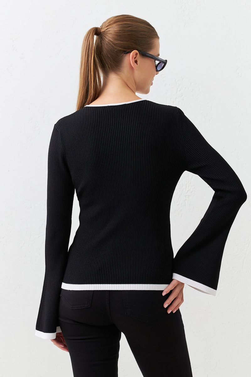 Setre Contrast Detail Ribbed Knitwear Black