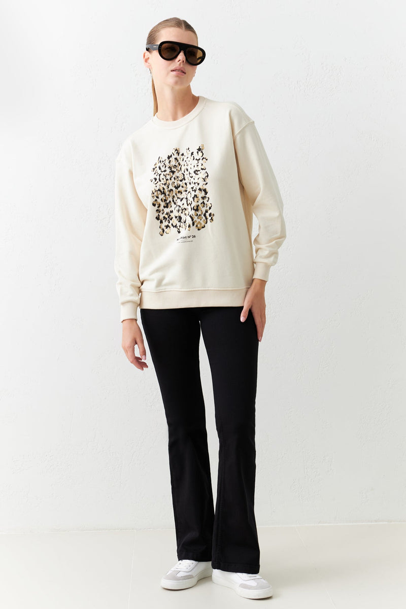 Setre Crew Neck Long Sleeve Sweatshirt Cream