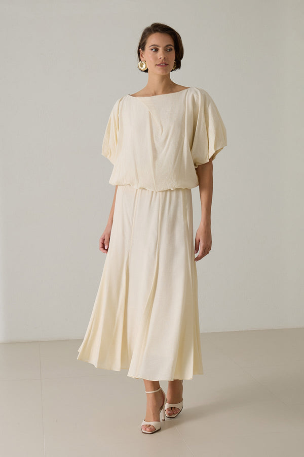 Setre Waist And Sleeve Detailed Blouse Cream