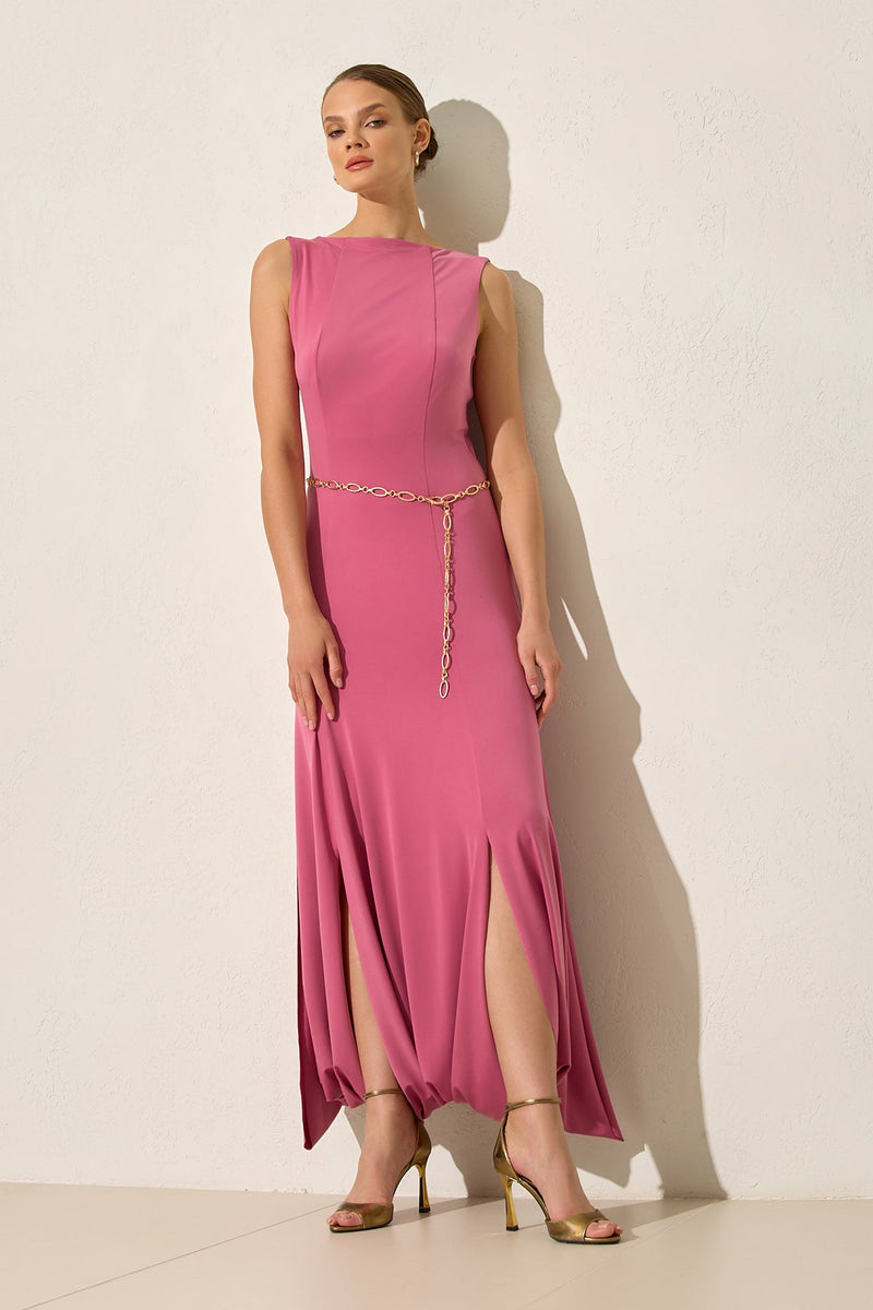 Setre Slit Detailed Sleeveless Dress Pink