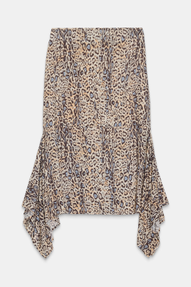Setre Leopard Pattern Asymmetric Cut Skirt Beige