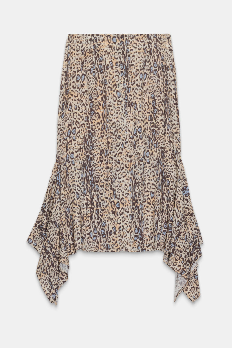 Setre Leopard Pattern Asymmetric Cut Skirt Beige