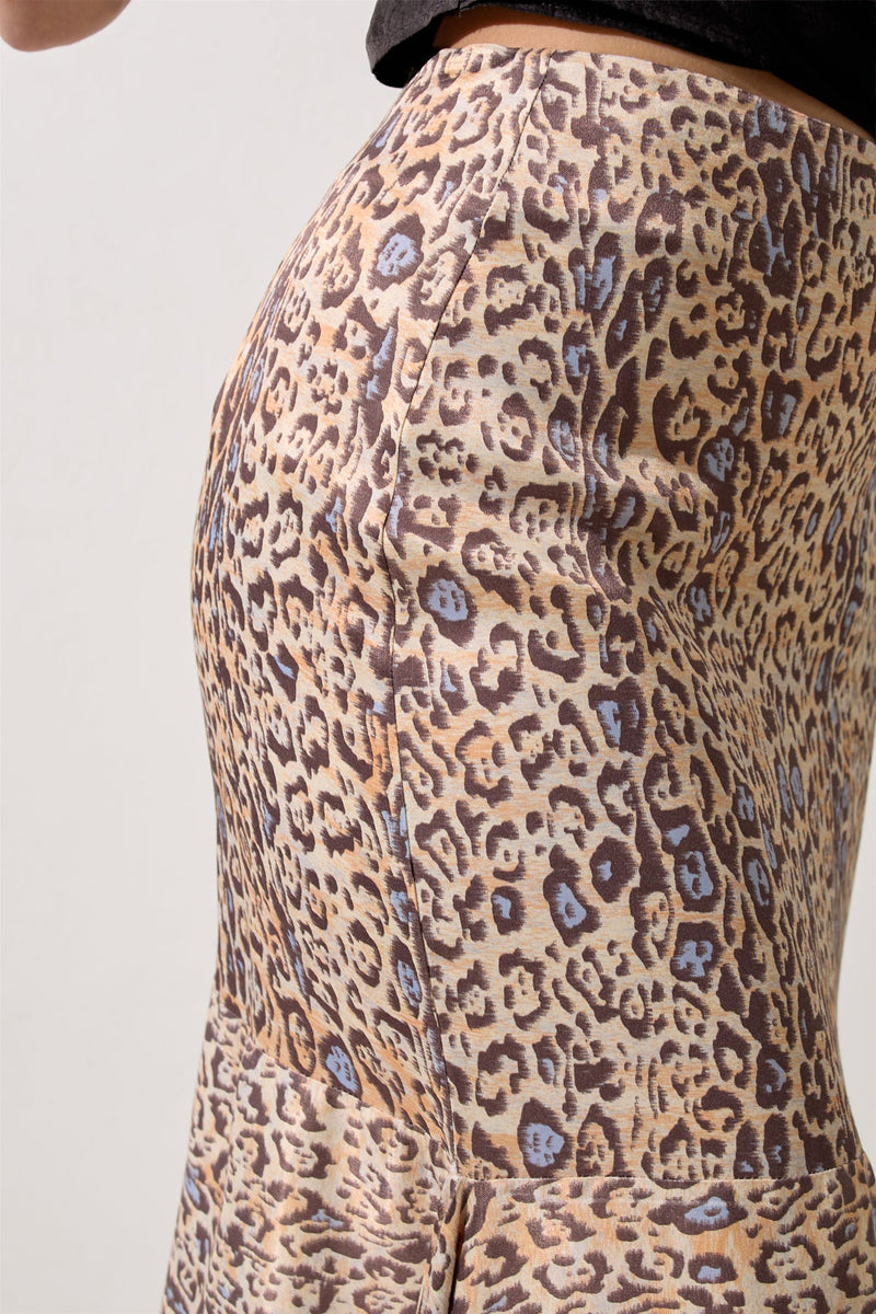 Setre Leopard Pattern Asymmetric Cut Skirt Beige