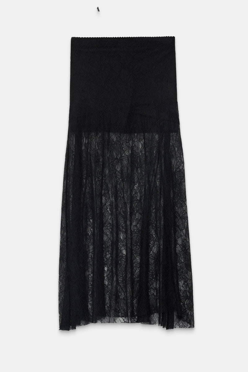 Setre Transparent And Lace Detailed Skirt Black