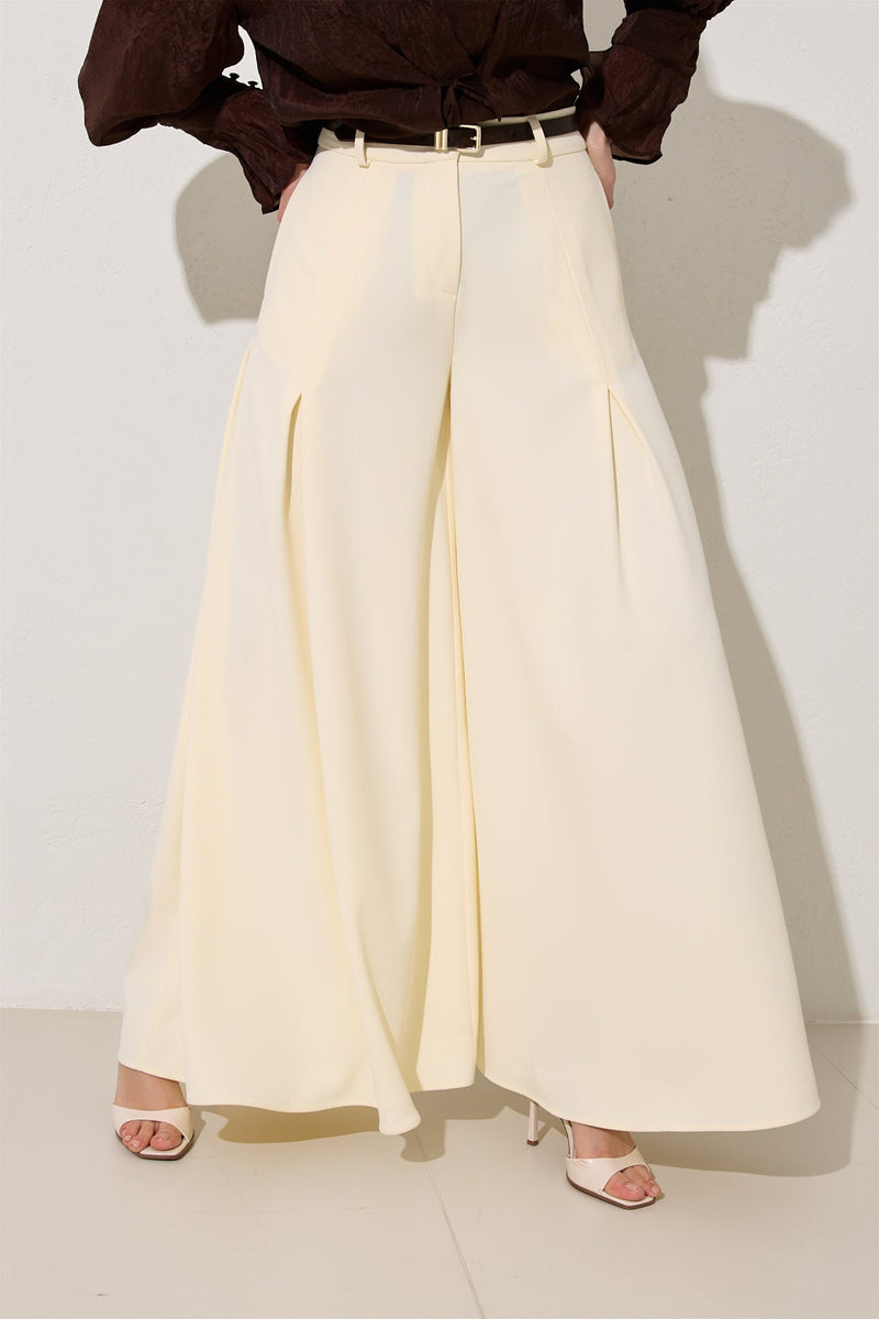 Setre Inverted Pleat Wide Trousers Cream