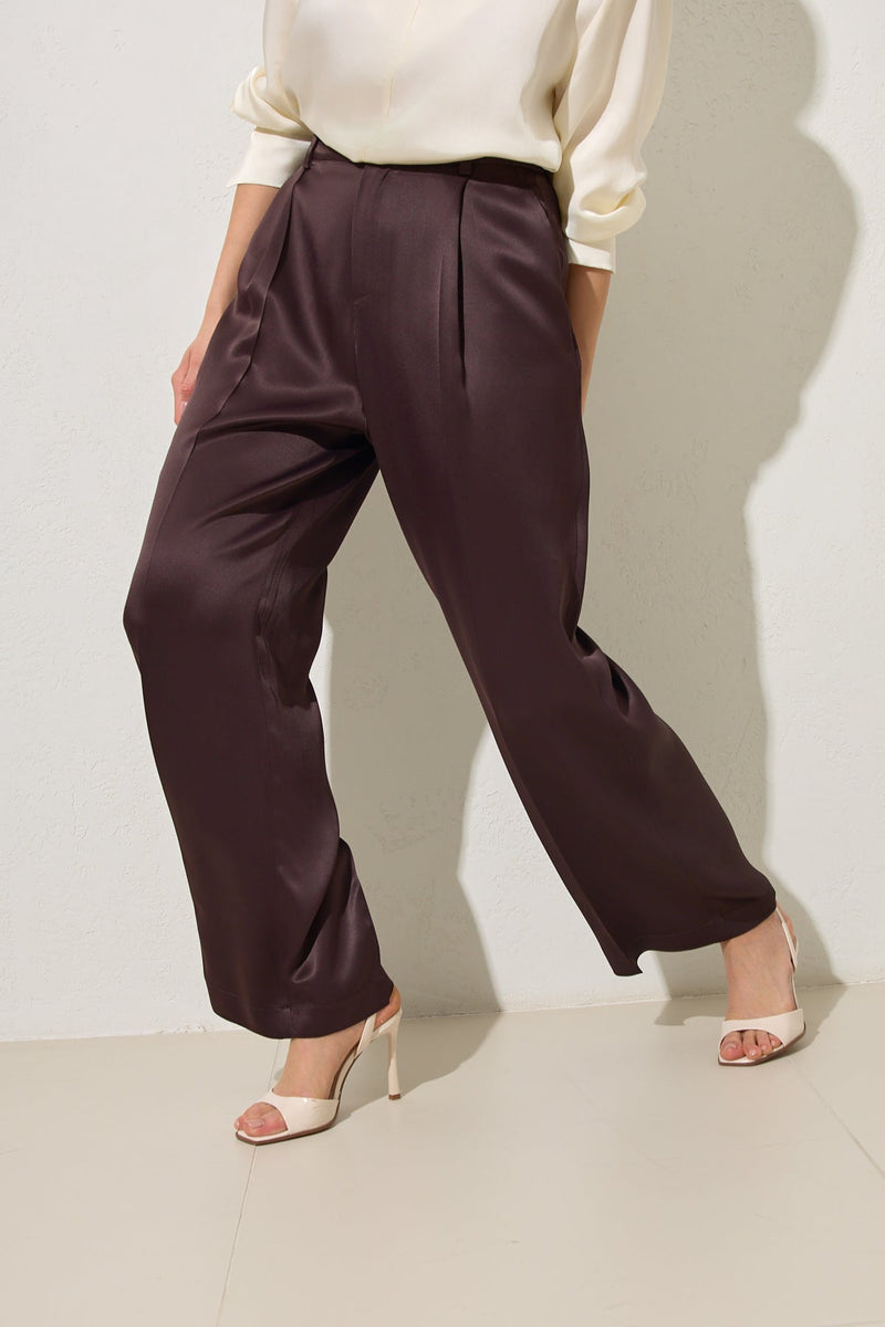 Setre Pleat Detailed Trousers Chocolate Brown