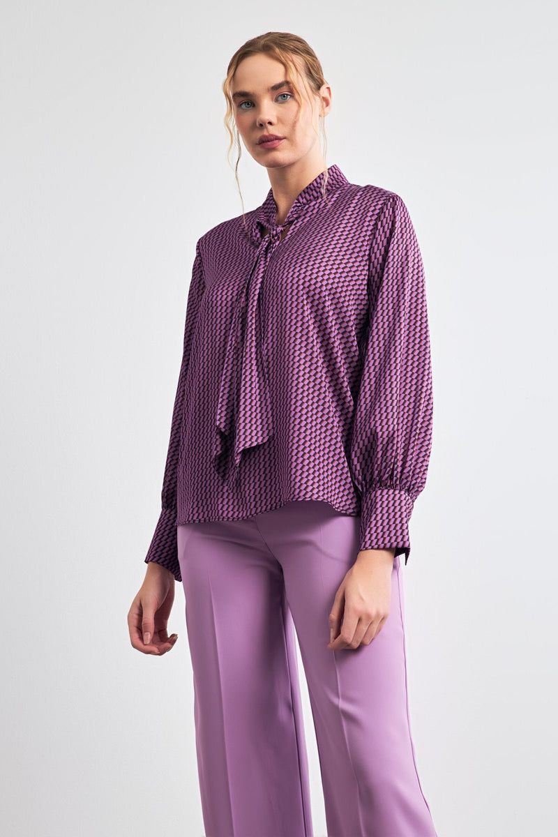 Setre Patterned Blouse With Detailed Collar  Fuchsia