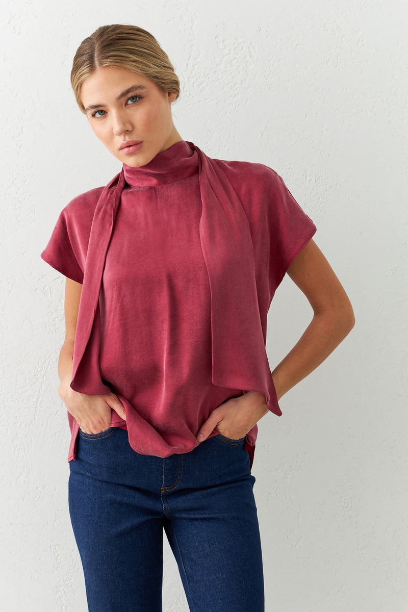 Setre Collar Lace Detailed Blouse Burgundy