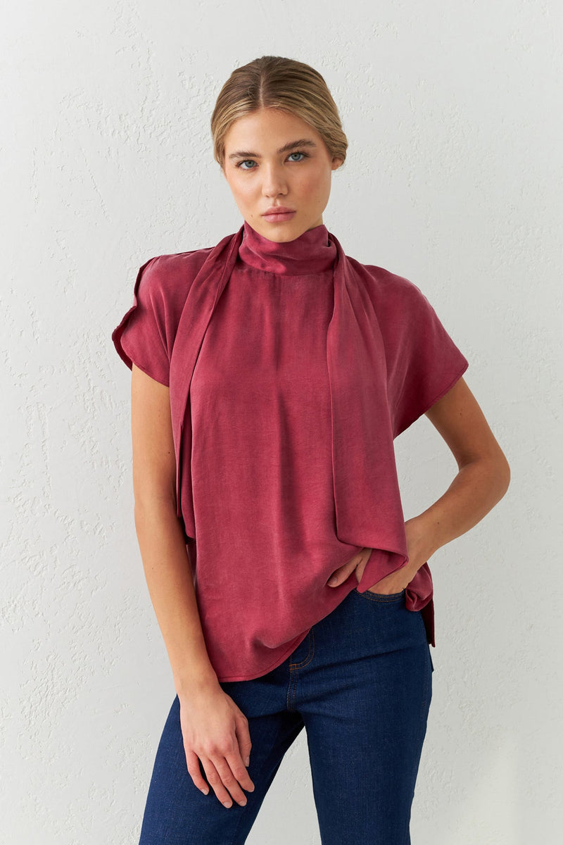 Setre Collar Lace Detailed Blouse Burgundy