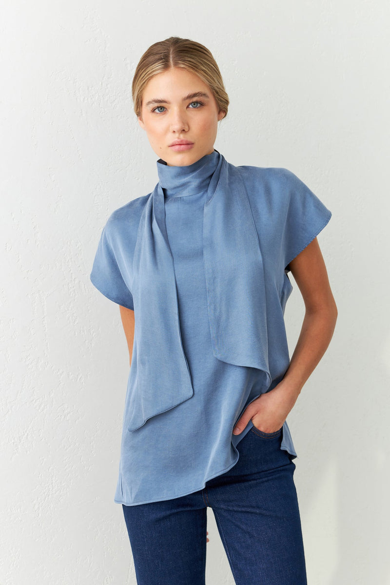 Setre Collar Lace Detailed Blouse Blue