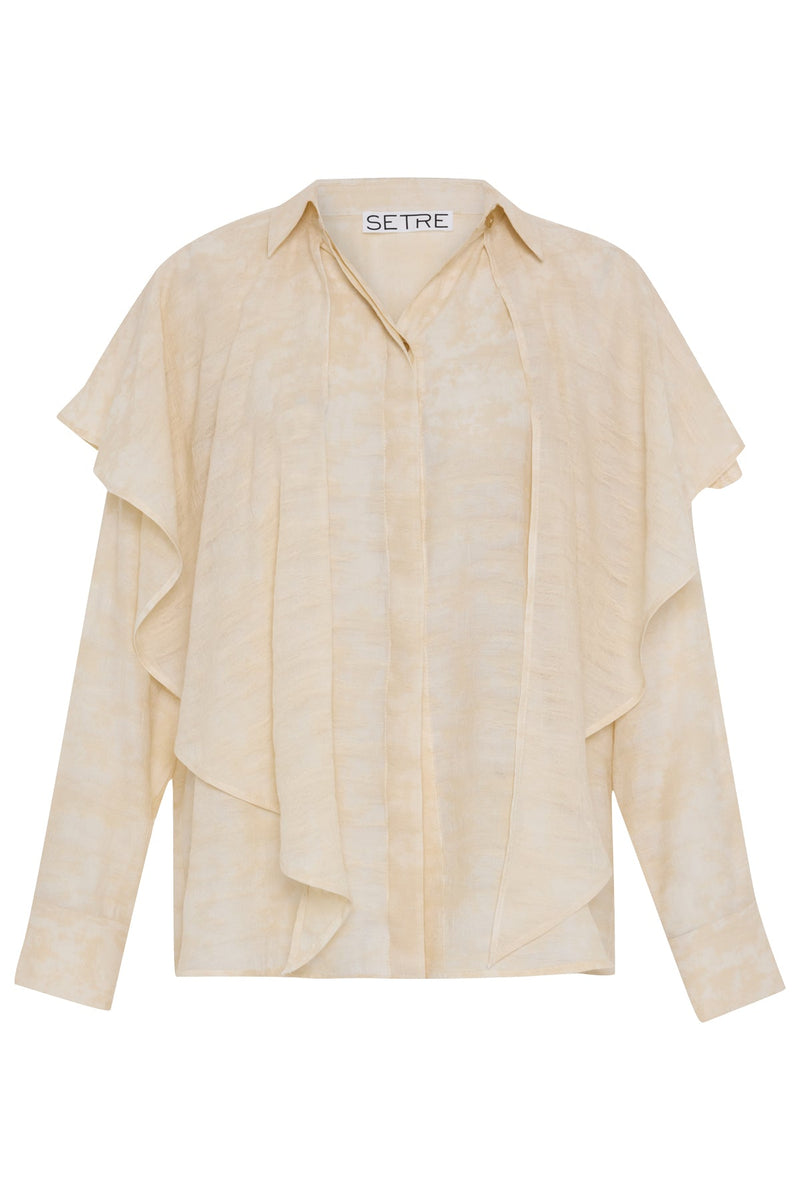 Setre Ruffle Detailed Patterned Shirt Cream