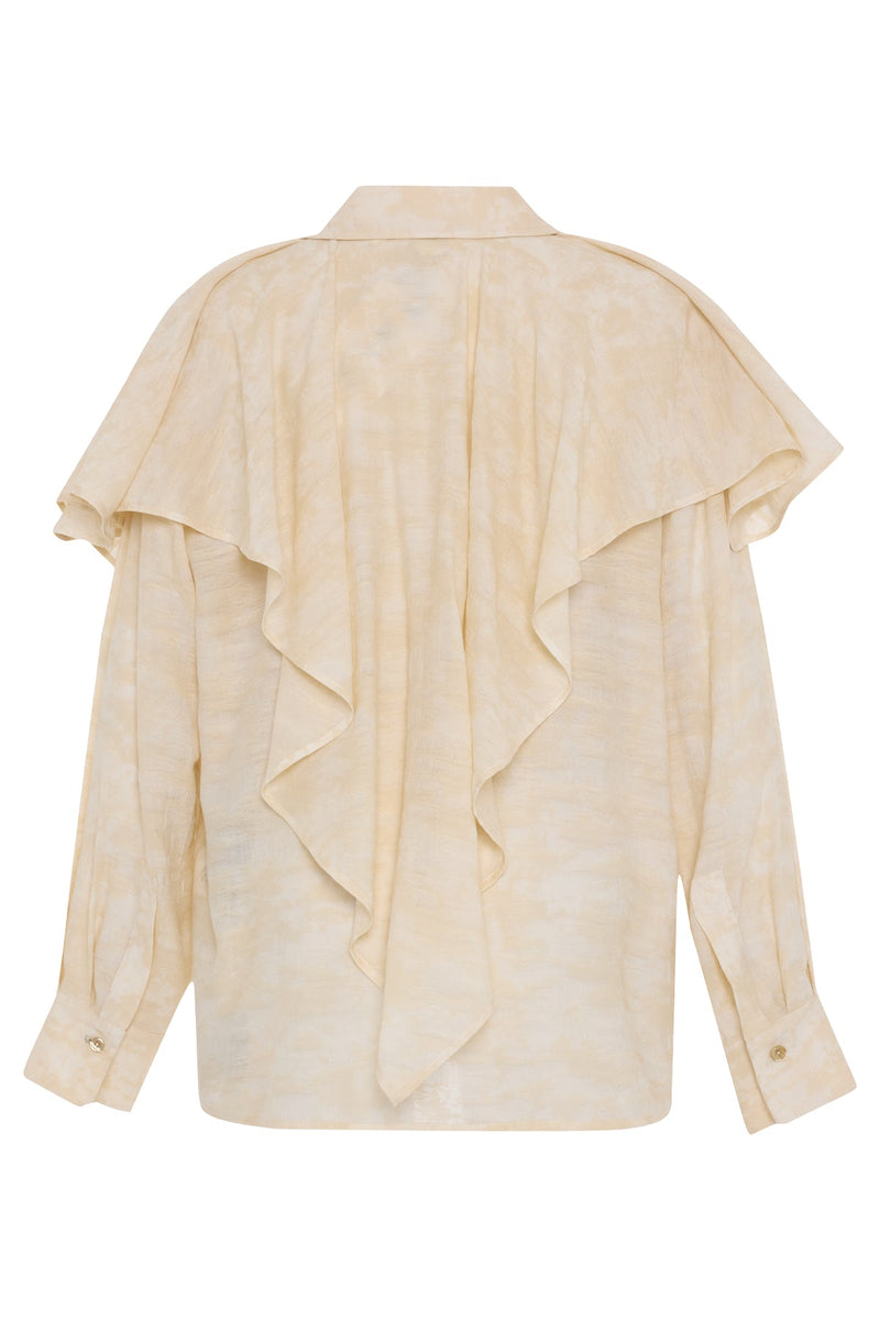 Setre Ruffle Detailed Patterned Shirt Cream
