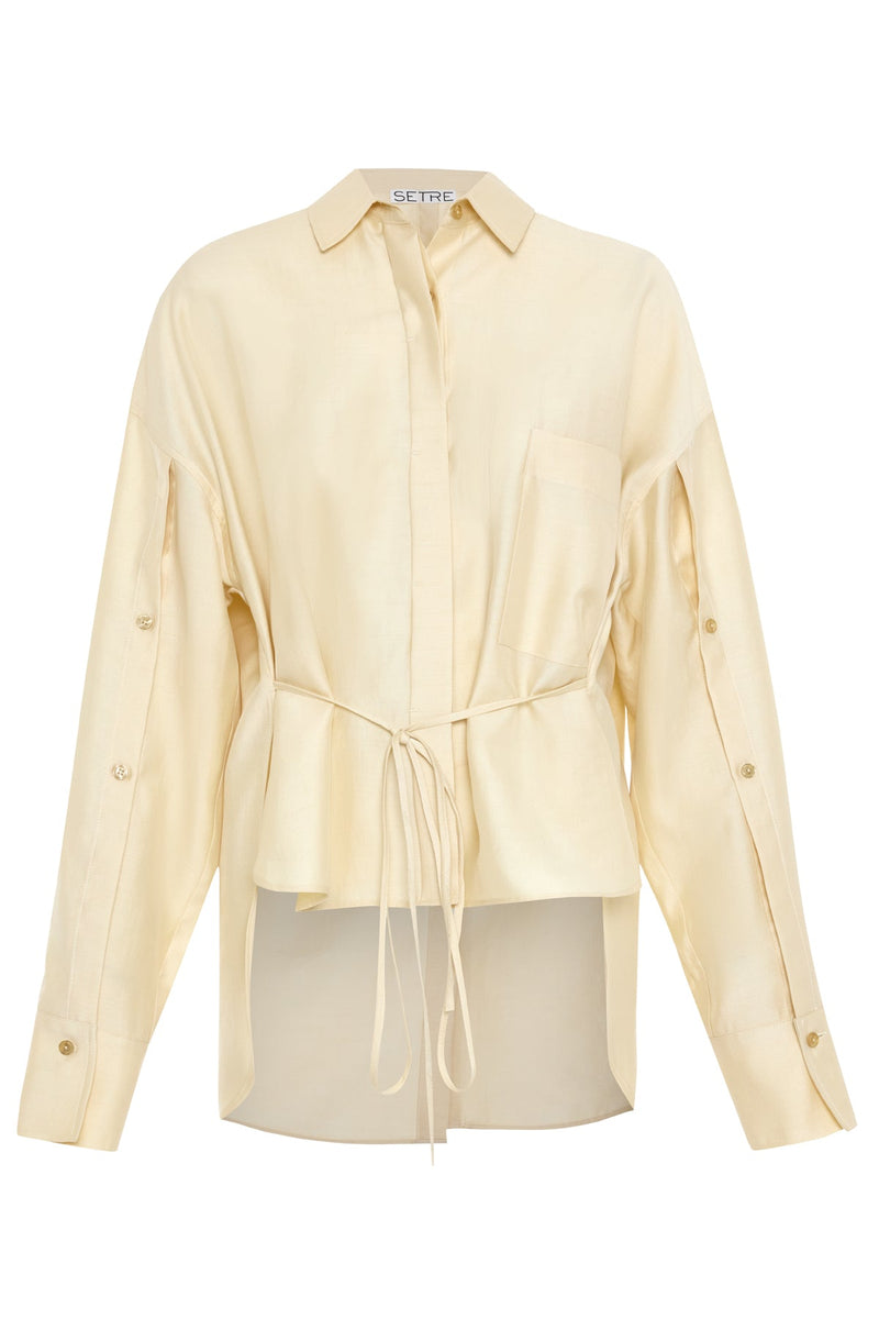 Setre Long Back Shirt With Button On Sleeve Light Yellow