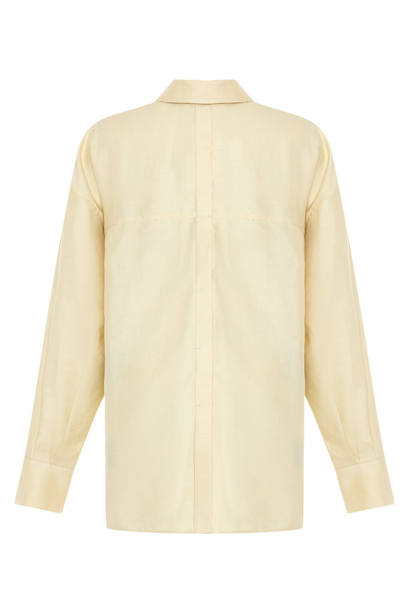 Setre Long Back Shirt With Button On Sleeve Light Yellow