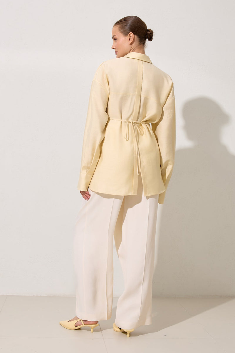 Setre Long Back Shirt With Button On Sleeve Light Yellow
