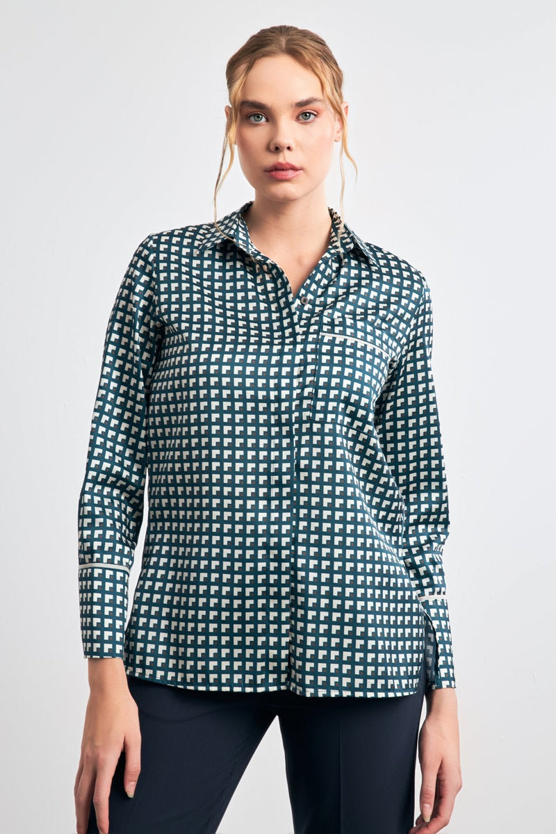 Setre Geometric Pattern Shirt Light Green