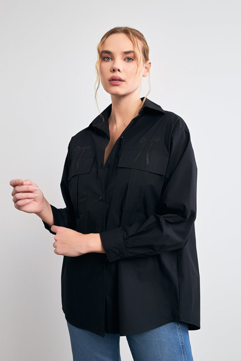 Setre Bow-Detailed Shirt Black