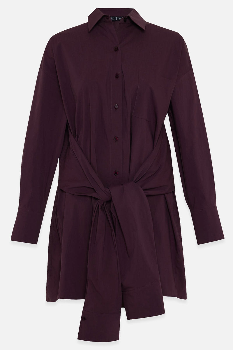 Setre Waist Tie Detailed Shirt Burgundy