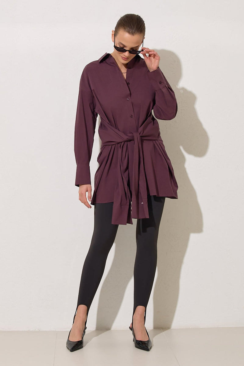 Setre Waist Tie Detailed Shirt Burgundy