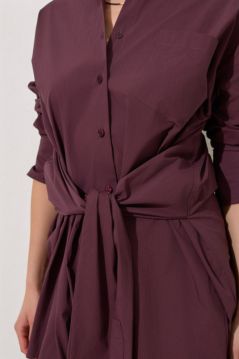Setre Waist Tie Detailed Shirt Burgundy