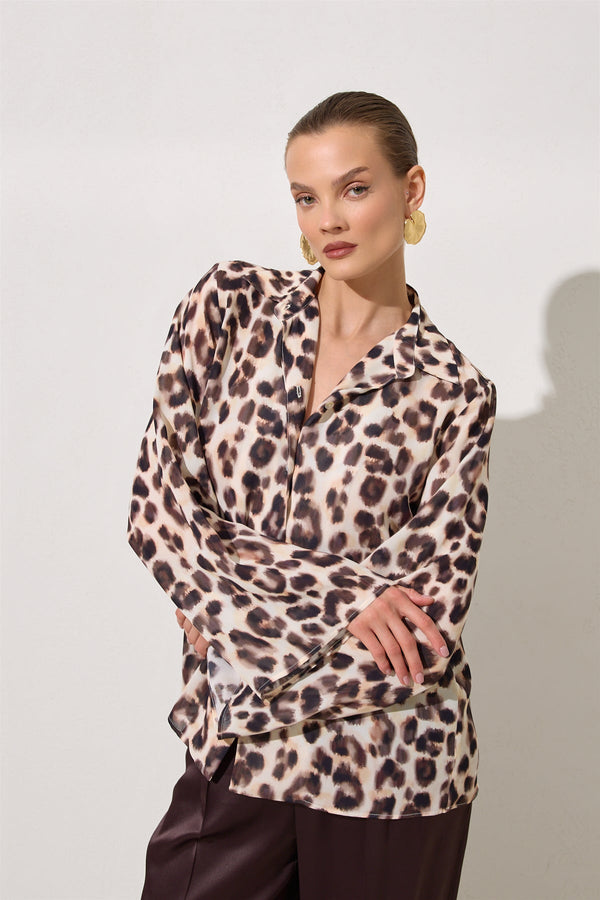 Setre Leopard Print Shirt Cream Multi