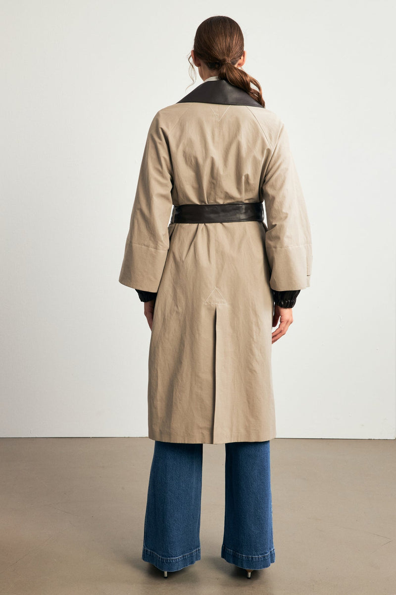 Setre Trench Coat With Collar And Belt Detail Mink