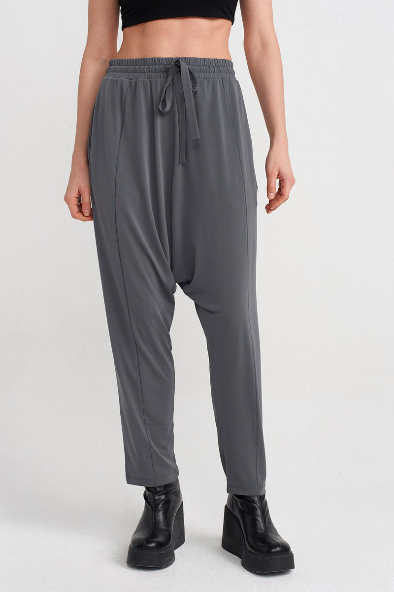 Nu High Waist Jersey Harem Pants Silver