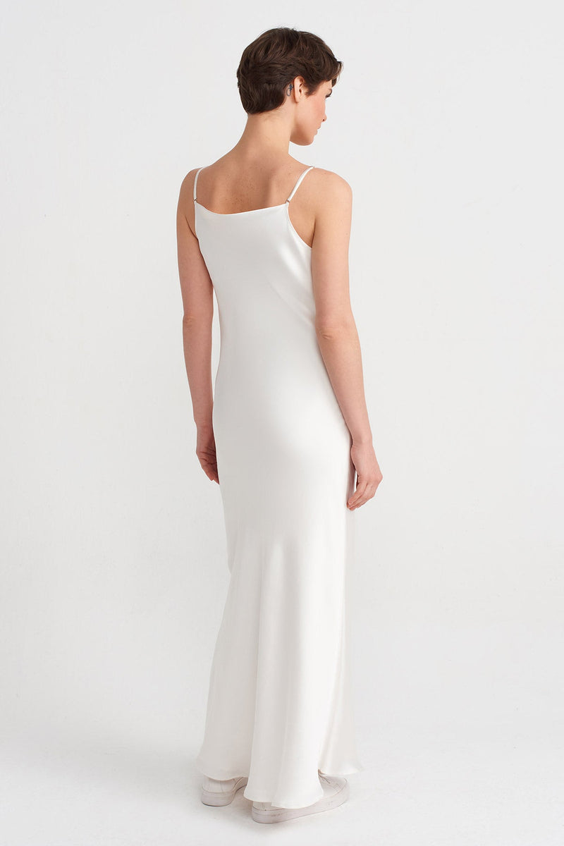 Nu Thin Strapped Elegant Long Dress Off White