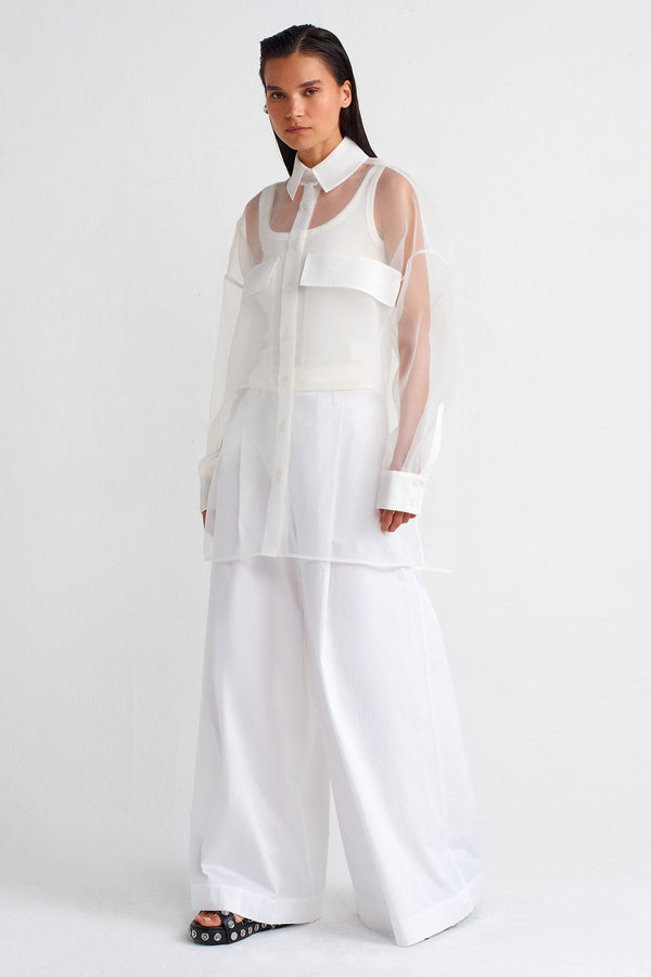 Nu Oversized Organza Shirt Off White