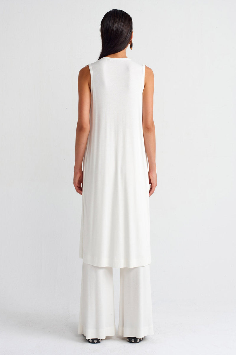 Nu Side Slit Ribbed Tunic Off White