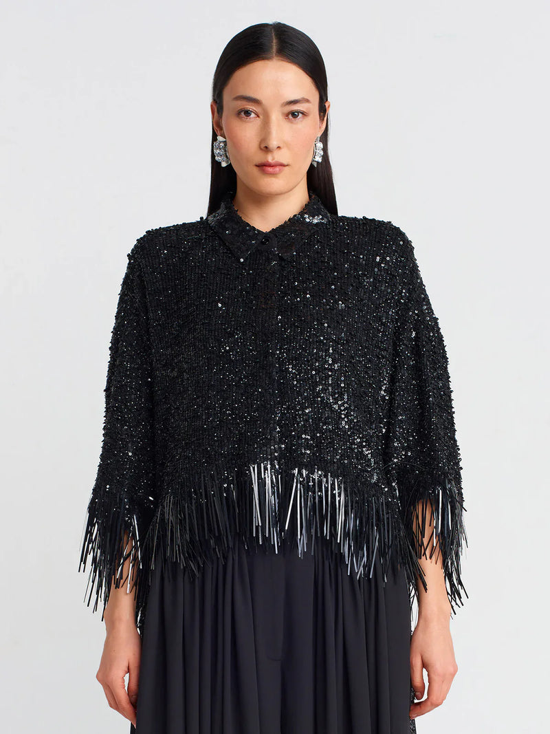 Nu Sequin Embellished Shirt Black