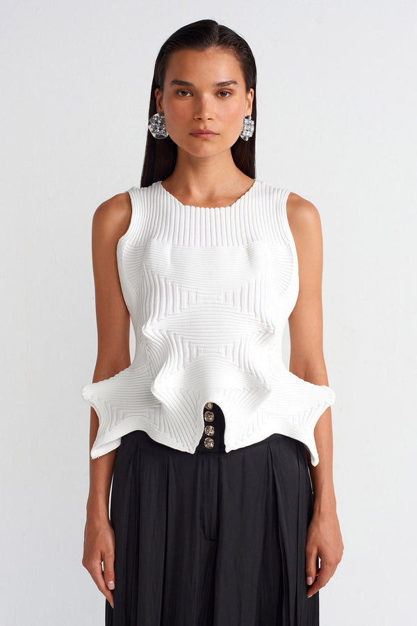 Nu Origami Knitted Blouse Off White